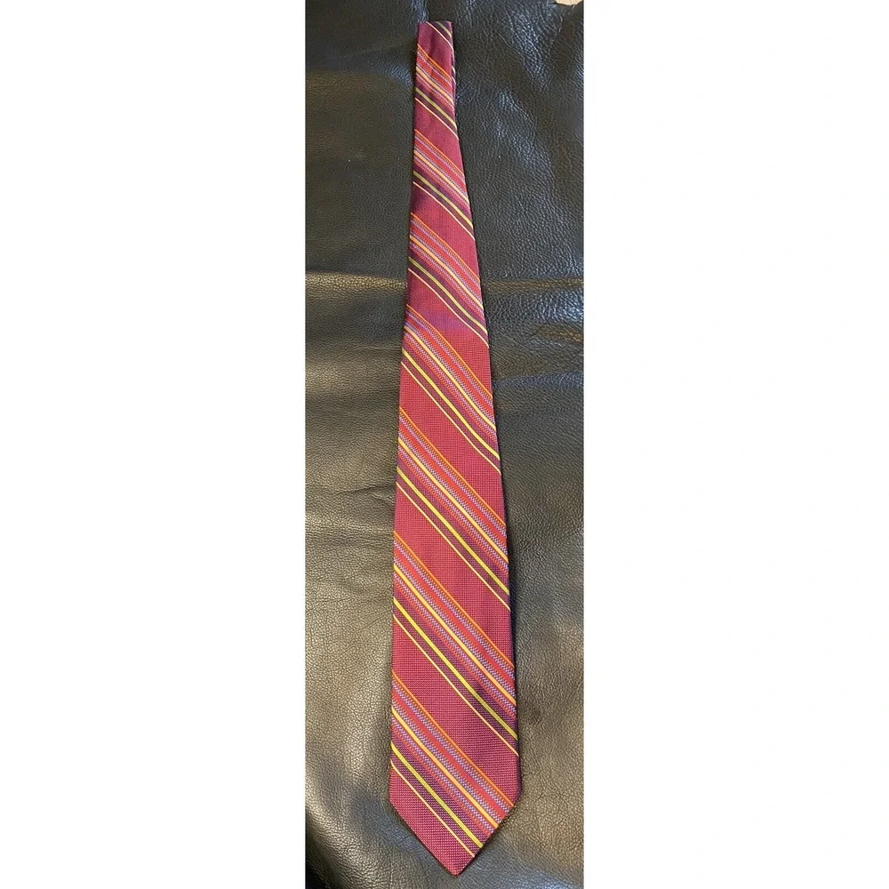 De Dinno Red Stripe Tie Classic Lawyer Interview Christmas Valentine Silk/Cotton